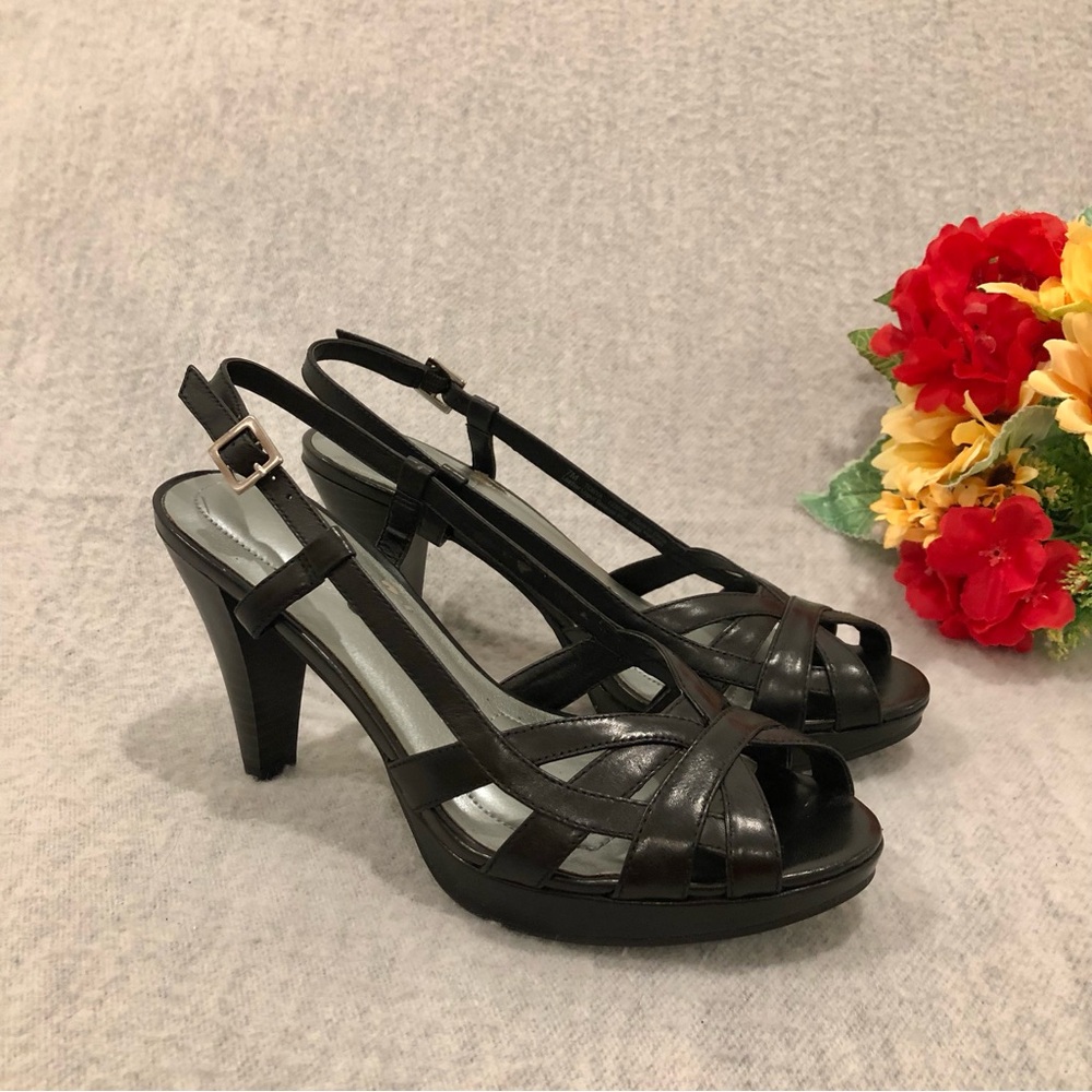 NWT - Black Strappy High-heel Slingback Sandals